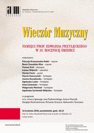 Pamięci prof. Edwarda Przyłęckiego w 10. rocznicę śmierci |  Wieczór muzyczny w pałacu