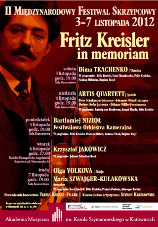 II MIĘDZYNARODOWY FESTIWAL SKRZYPCOWY "Fritz Kreisler in memoriam"