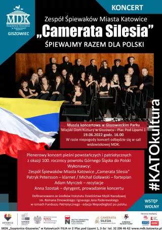 Patriotyczny koncert Cameraty Silesii w Parku Giszowieckim z okazji 100. rocznicy przyłączenia części Górnego Śląska do Polski