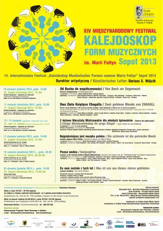 XIV Międzynarodowy Festiwalu „Kalejdoskop Form Muzycznych im. Marii Fołtyn” Sopot 2013