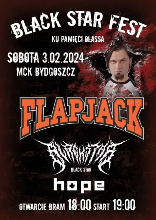 BLACK STAR FEST 03.02.2024 MCK Bydgoszcz - wystąpią Flapjack, Black Star, Hope (Miejskie Centrum Kultury w Bydgoszczy - Kino Orzeł ) - bilety